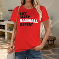 Ninth Inning Studio Eat Sleep Baseball Women's Crewneck Tee-Red