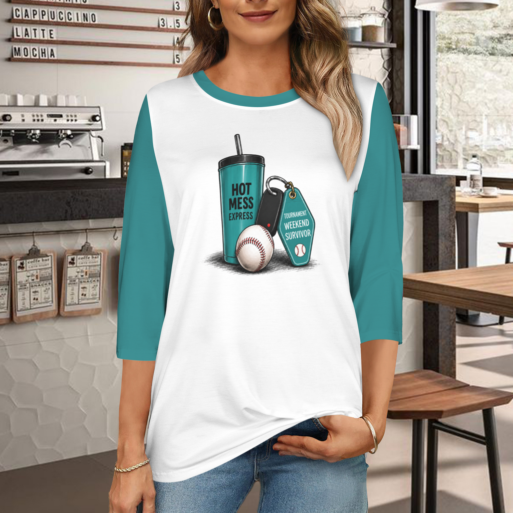 Ninth Inning Studio Travel Ball Mom Runs On Women's Half-Sleeve Tee