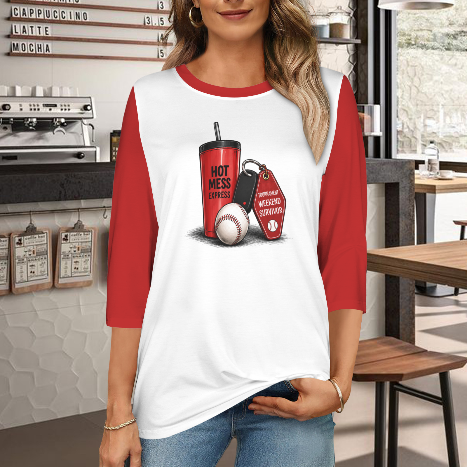 Ninth Inning Studio Travel Ball Mom Runs On Women's Half-Sleeve Tee