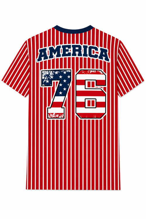 Ninth Inning Studio 250th Anniversary Men's Premium Performance Tee - Red/White Pinstripes