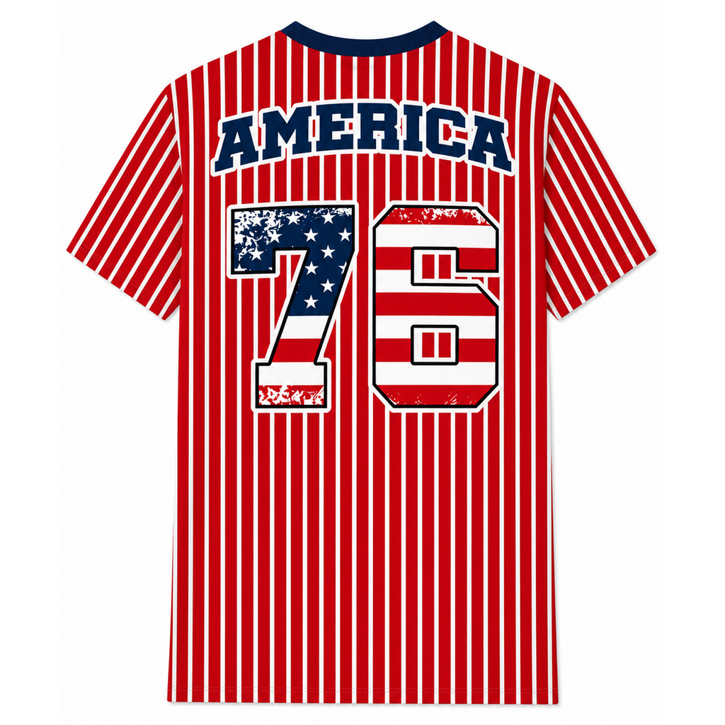 Ninth Inning Studio 250th Anniversary Men's Premium Performance Tee - Red/White Pinstripes
