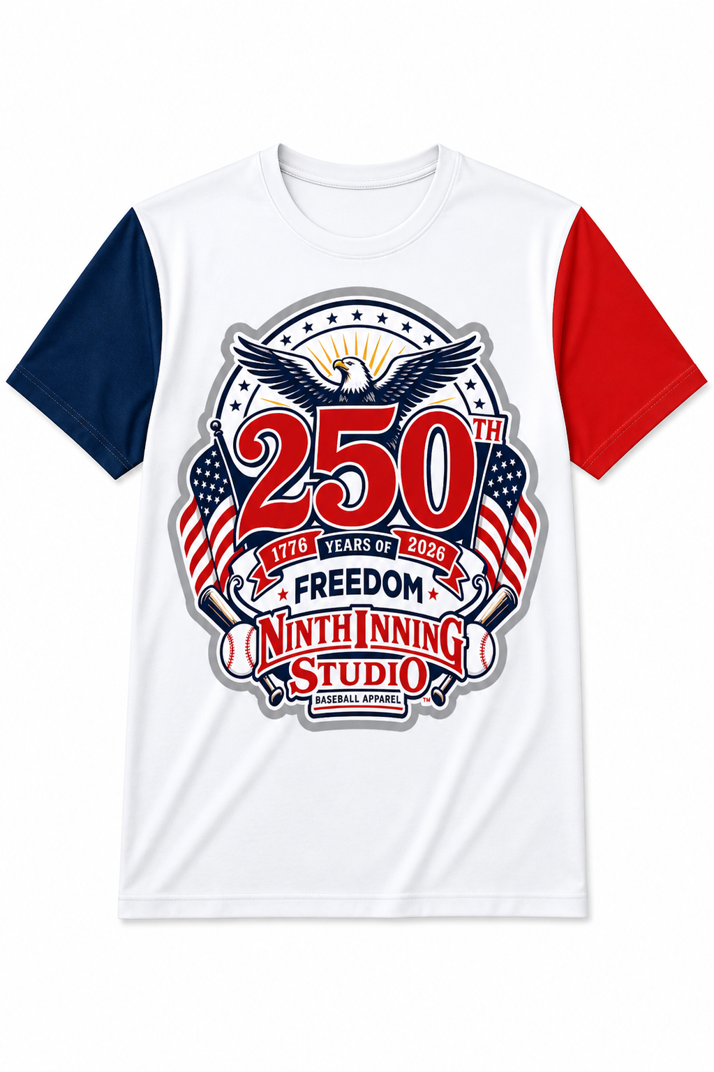 Ninth Inning Studio 250th Anniversary Freedom Premium Performance Tee -White