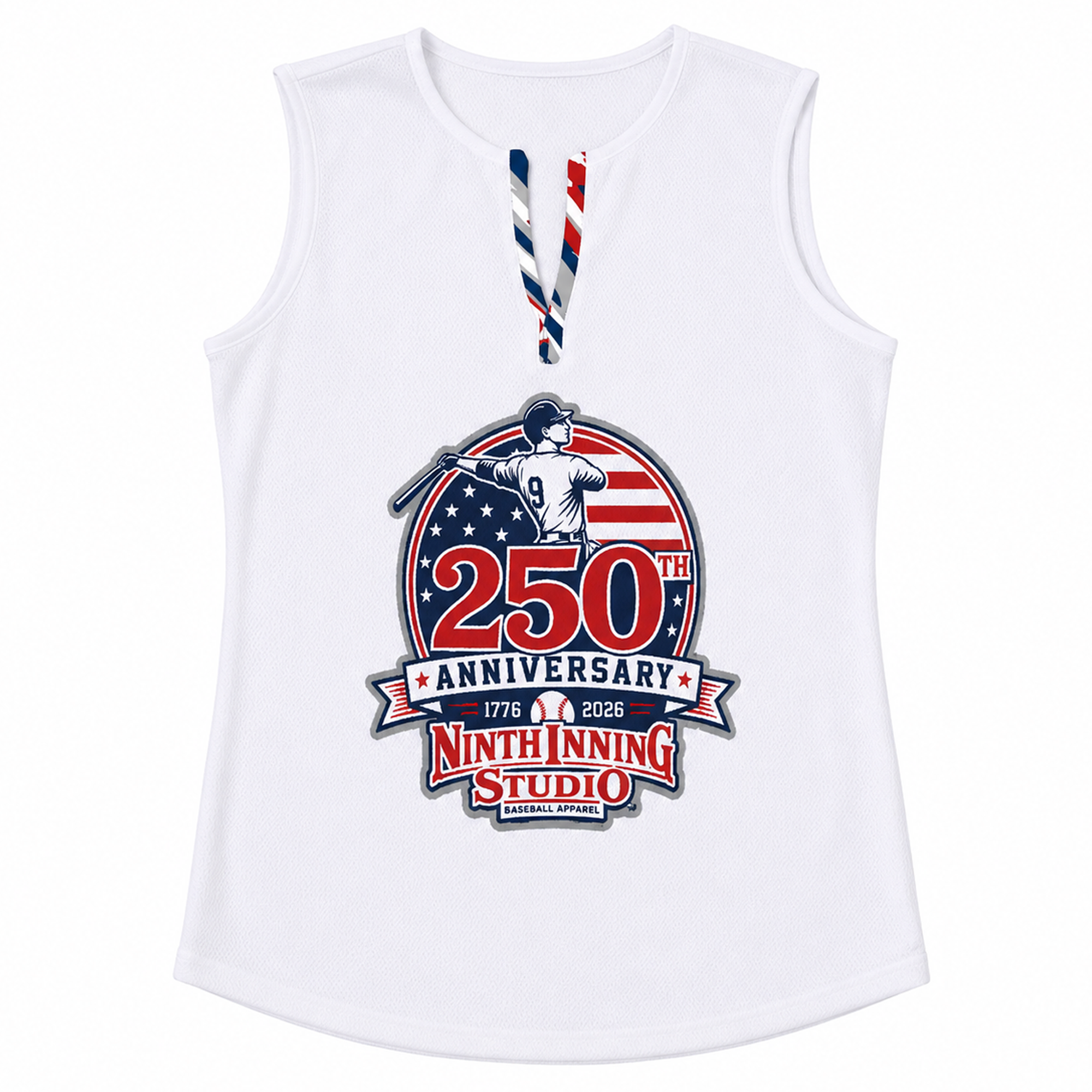 Ninth Inning Studio 250th Anniversary Women's Sleeveless V-Neck Top - White/Star Camo
