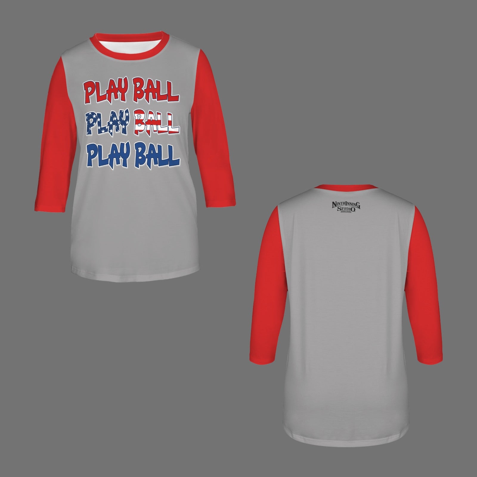 Ninth Inning Studio Play Ball Women's 3/4 Sleeve Tee