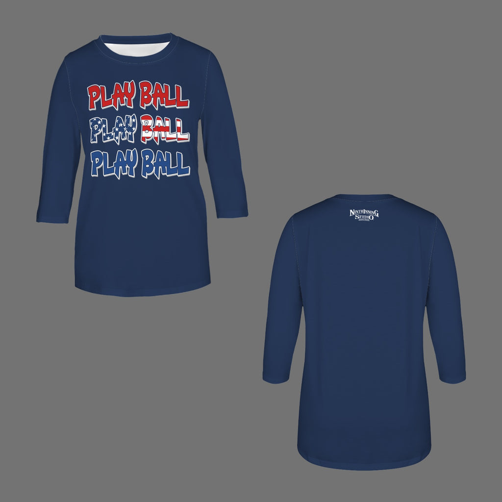 Ninth Inning Studio Play Ball Women's 3/4 Sleeve Tee