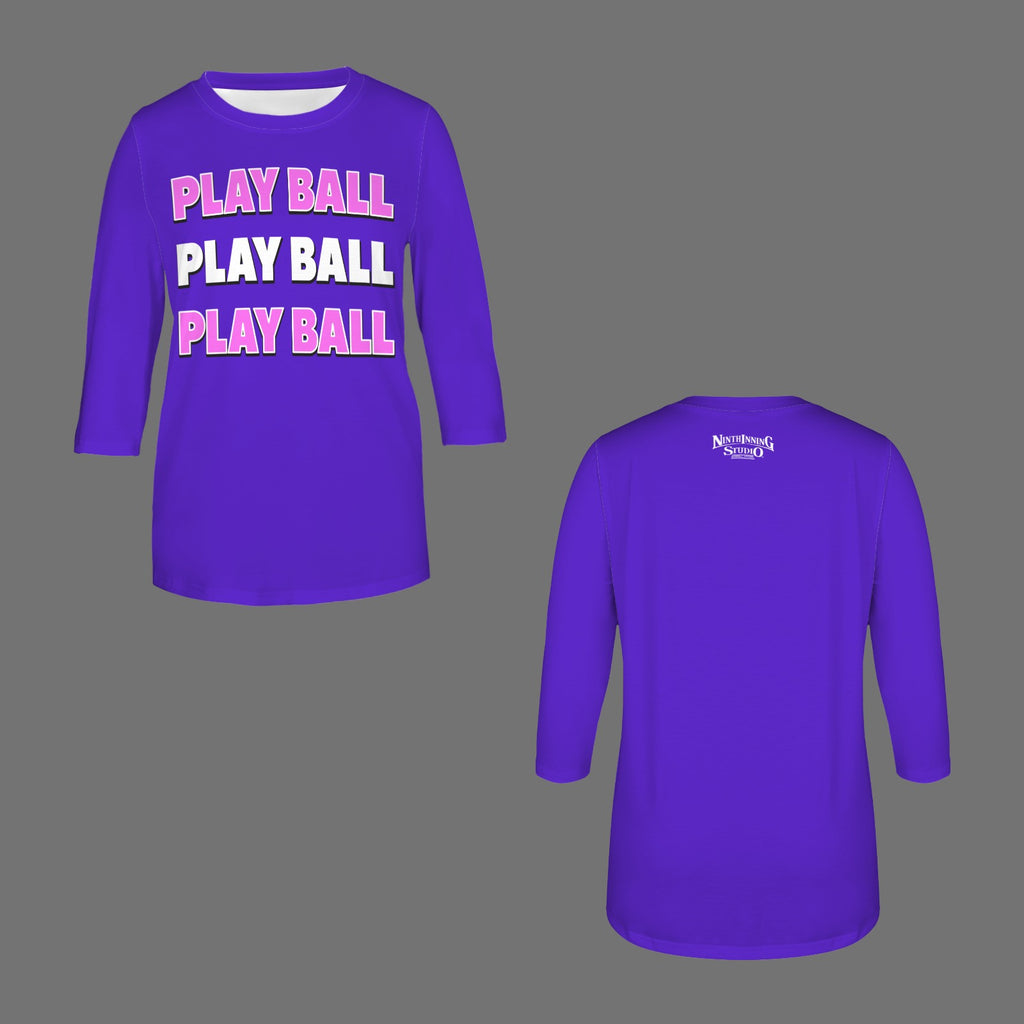 Ninth Inning Studio Play Ball Women's 3/4 Sleeve Tee