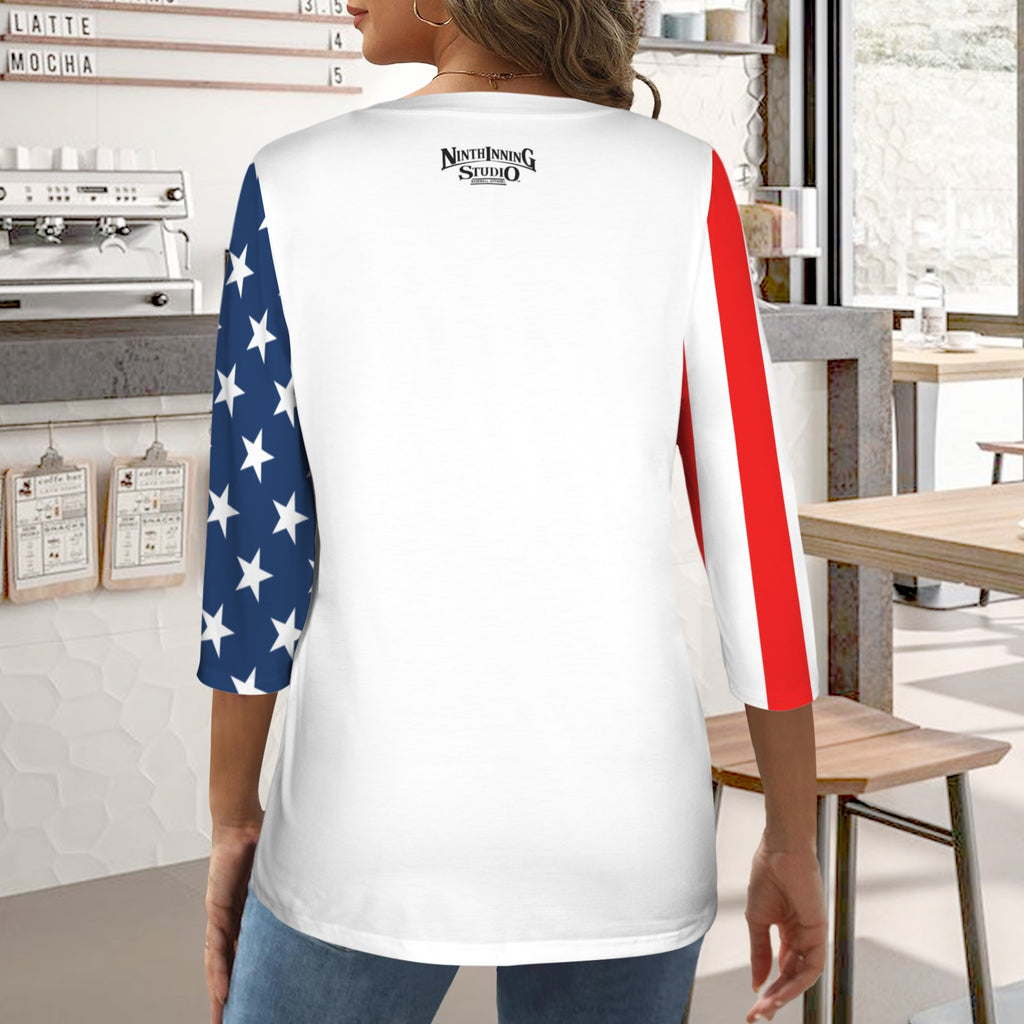 Ninth Inning Studio Play Ball Women's 3/4 Sleeve Tee
