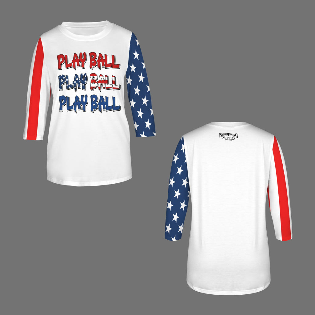 Ninth Inning Studio Play Ball Women's 3/4 Sleeve Tee