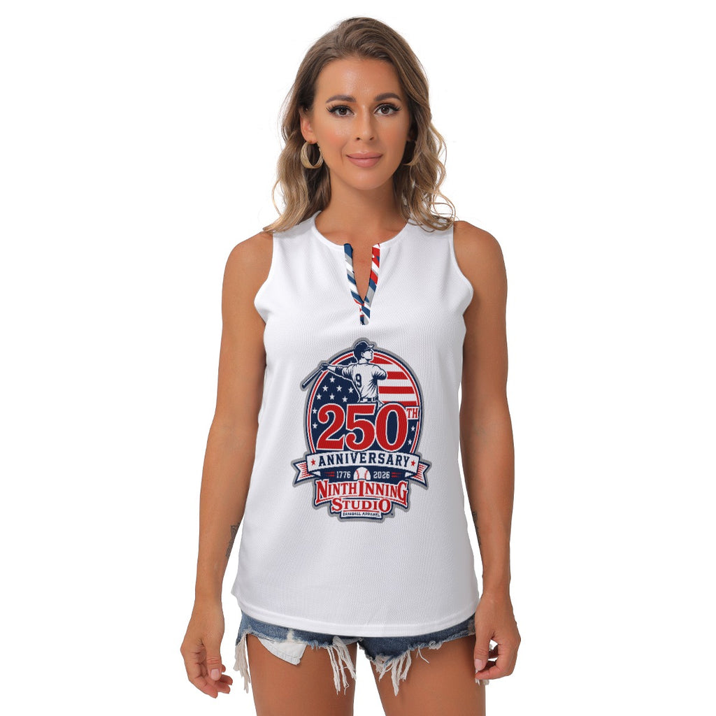 Ninth Inning Studio 250th Anniversary Women's Sleeveless V-Neck Top - White/Star Camo