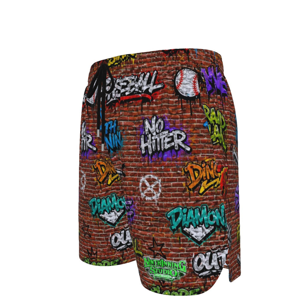 Ninth Inning Studio Brick Wall Graffiti Men's Baseball Shorts
