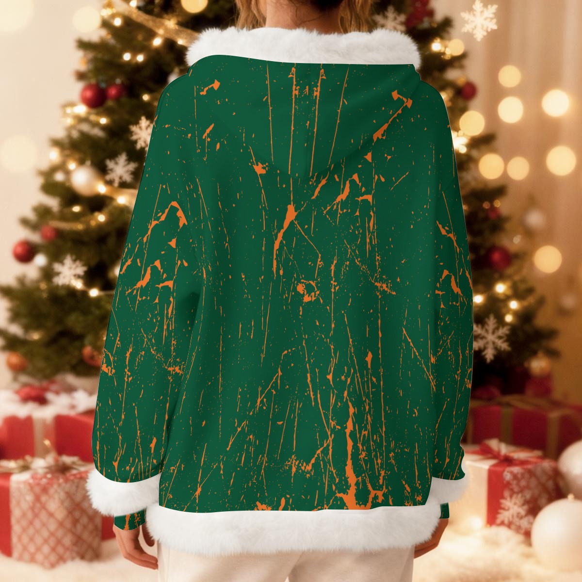Ninth inning Studio Green/Orange Women's Fleece Hoodie with Micro-Fleece Trim