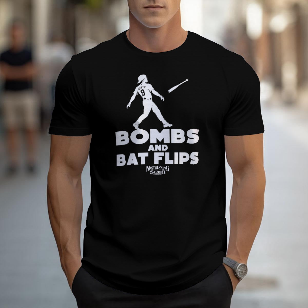 Ninth Inning Studio Bombs & Bat Flips Men's Premium Performance Tee
