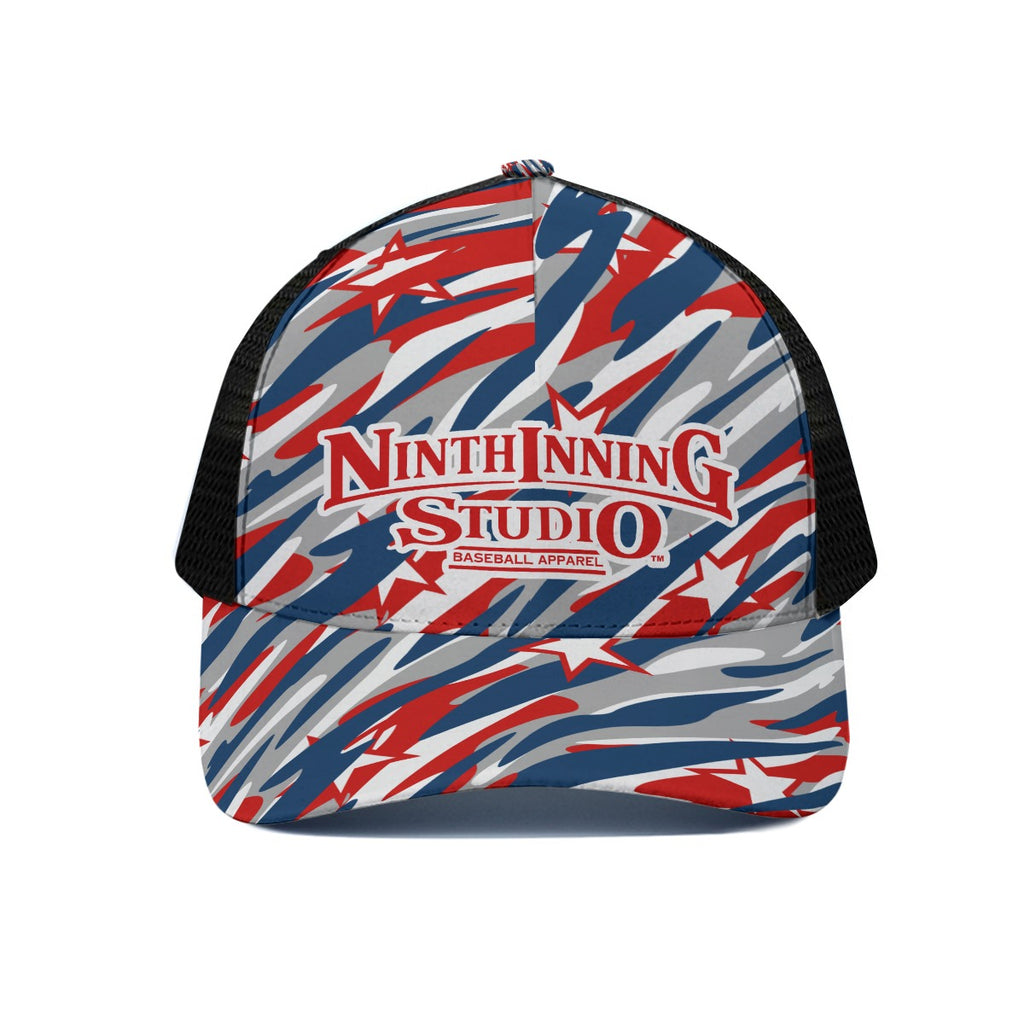Ninth Inning Studio Star Camo Unisex Trucker Hat - Black Half-Mesh