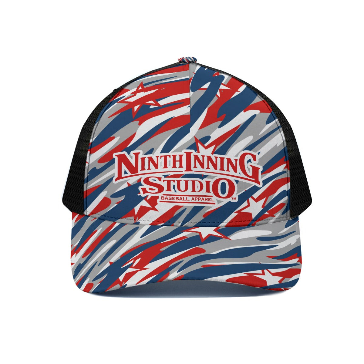 Ninth Inning Studio Star Camo Unisex Trucker Hat - Black Half-Mesh