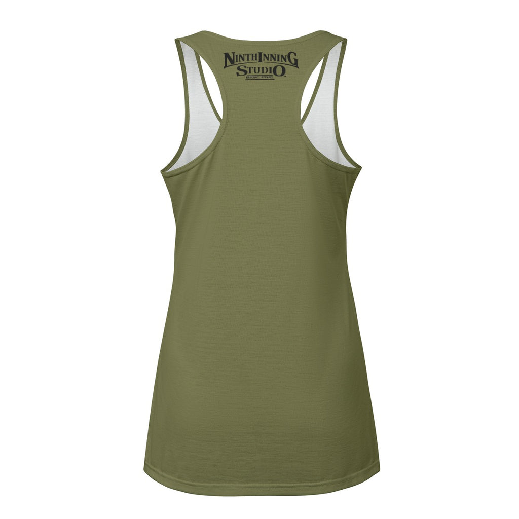 Ninth Inning Studio Diamond Darling Women's Racerback Tank Top - Olive
