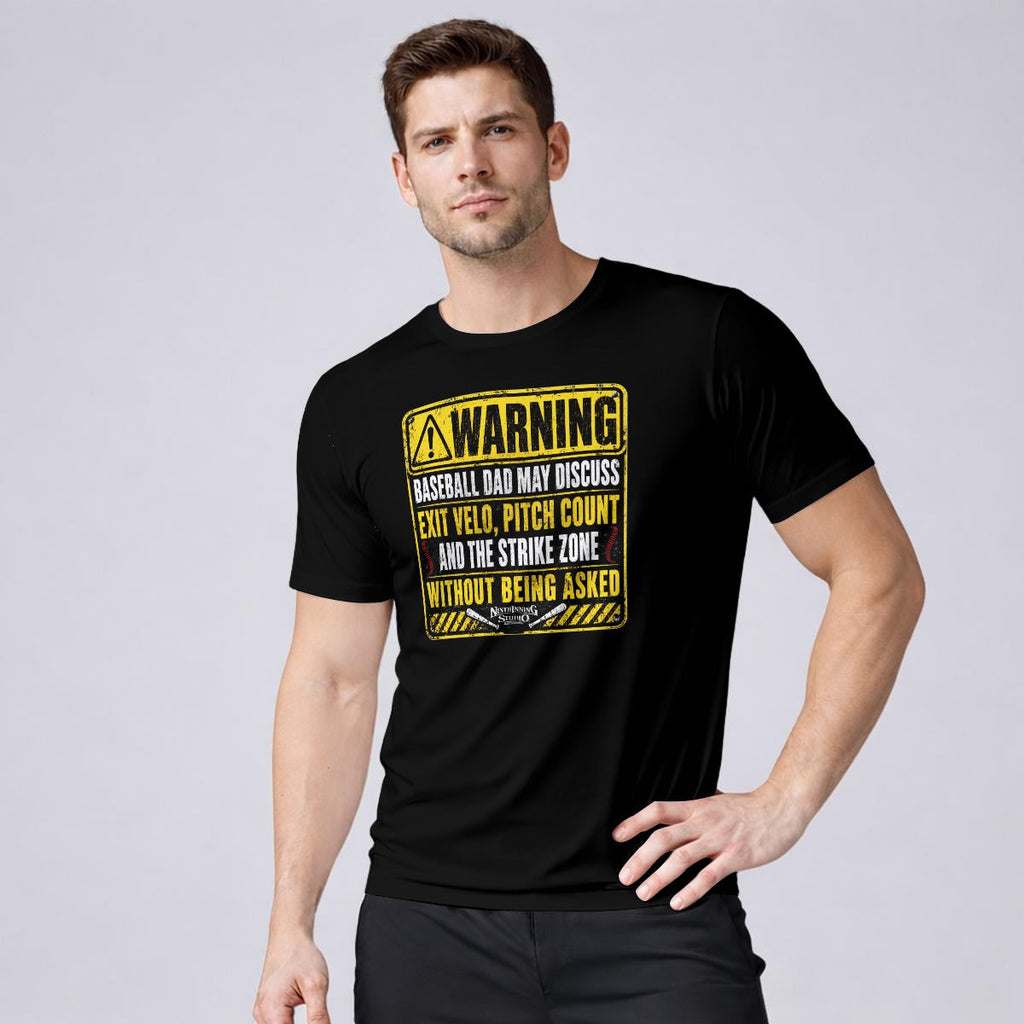 Ninth Inning Studio Warning: Baseball Dad Men’s Milk-Silk Stretch Tee