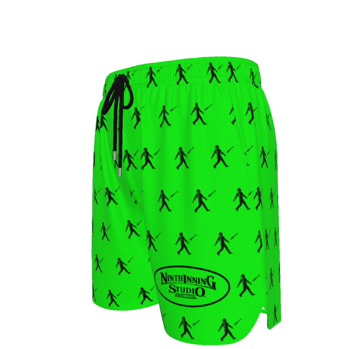 Ninth Inning Studio Bat Flip Kid Pattern Men's Performance Baseball Shorts - Lime