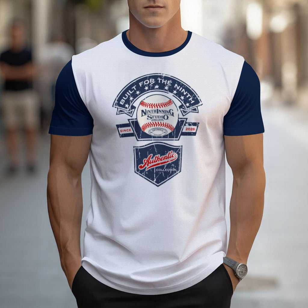 Ninth Inning Studio "Built for the Ninth" Authentic Collection Tee-White/Navy
