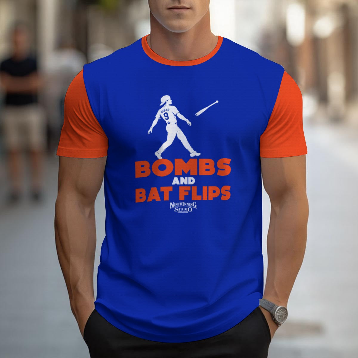 Ninth Inning Studio Bombs & Bat Flips Men's Premium Performance Tee