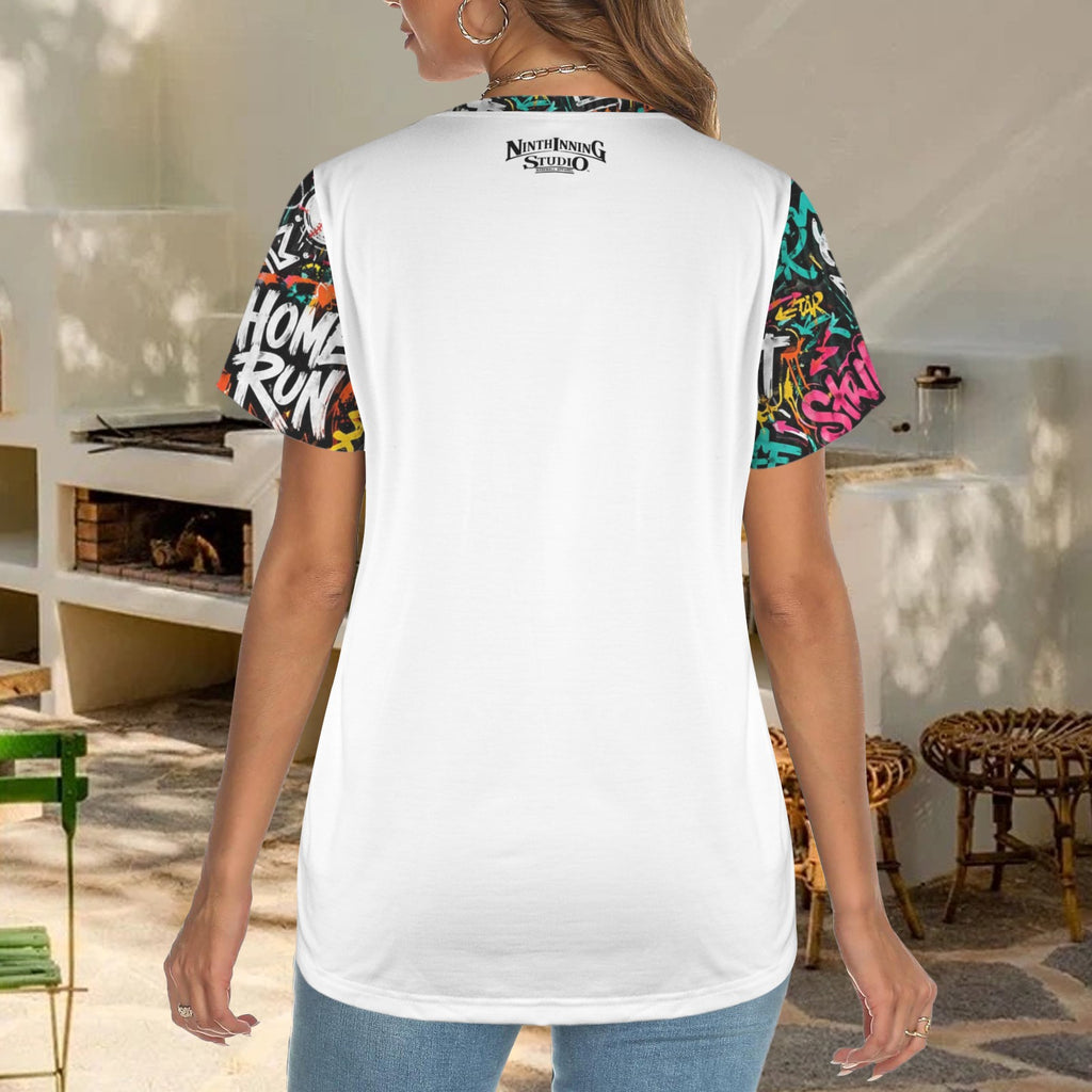 Ninth Inning Studio Eat Sleep Baseball Graffiti Women's Crewneck Tee