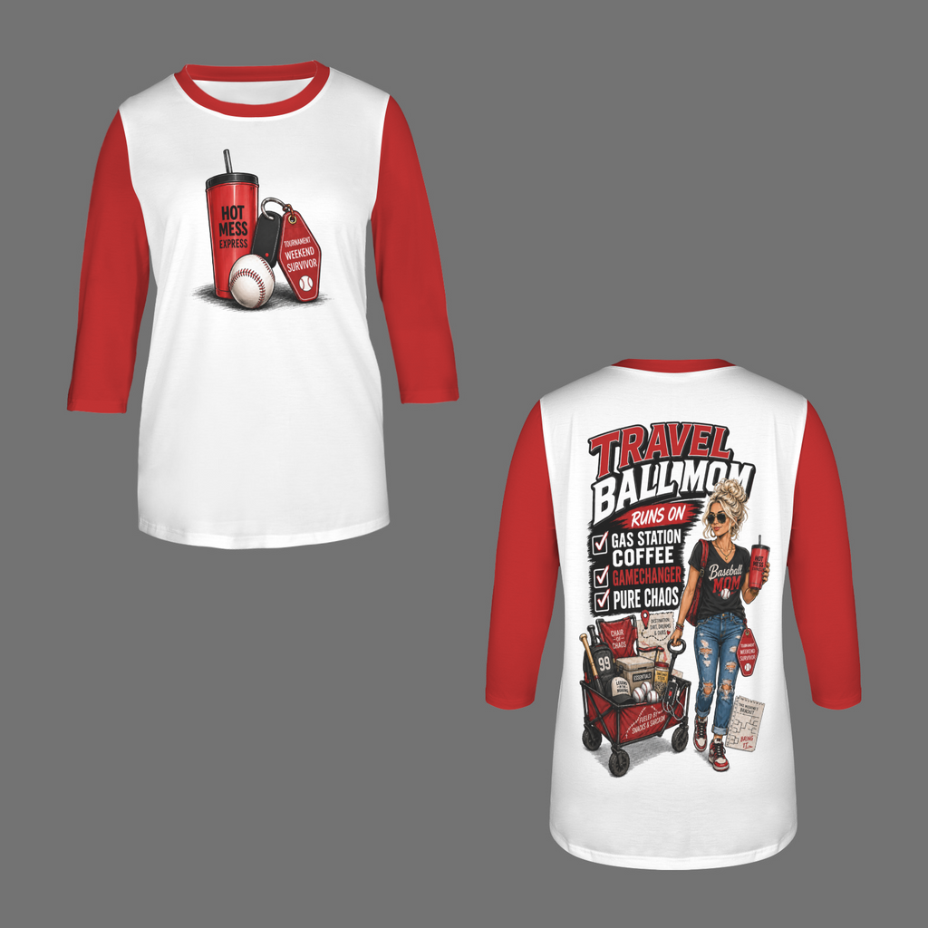 Ninth Inning Studio Travel Ball Mom Runs On Women's Half-Sleeve Tee
