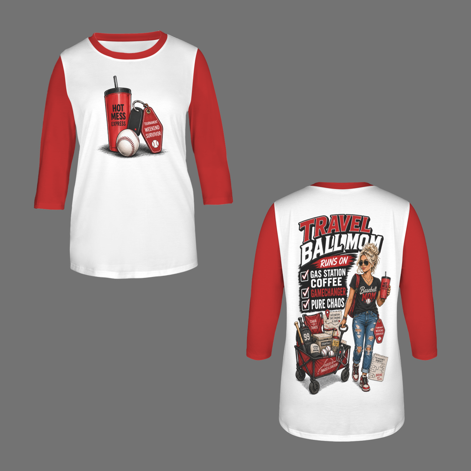 Ninth Inning Studio Travel Ball Mom Runs On Women's Half-Sleeve Tee
