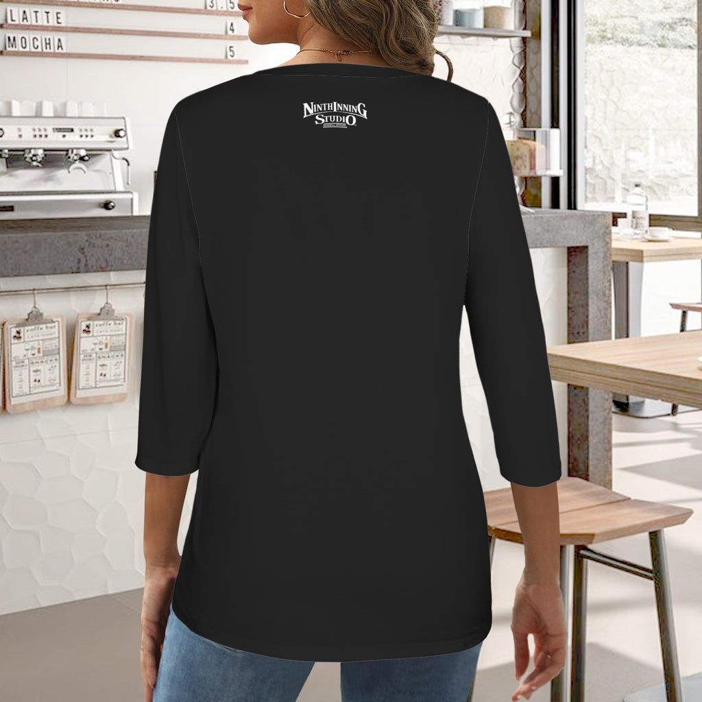 Ninth Inning Studio Playball Purple Women's 3/4 Sleeve Tee