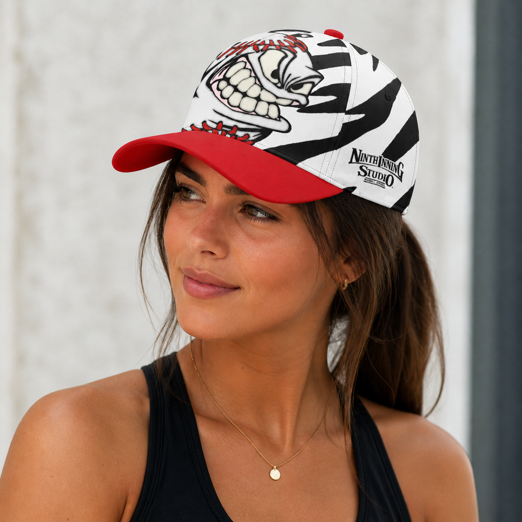 Ninth Inning Studio Angry Baseball Zebra Striped Snap-back Baseball Cap
