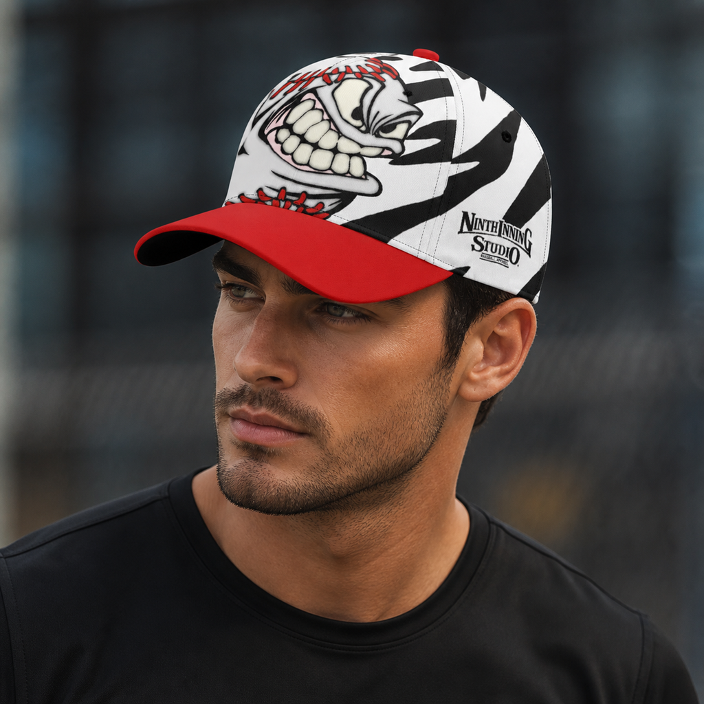 Ninth Inning Studio Angry Baseball Zebra Striped Snap-back Baseball Cap