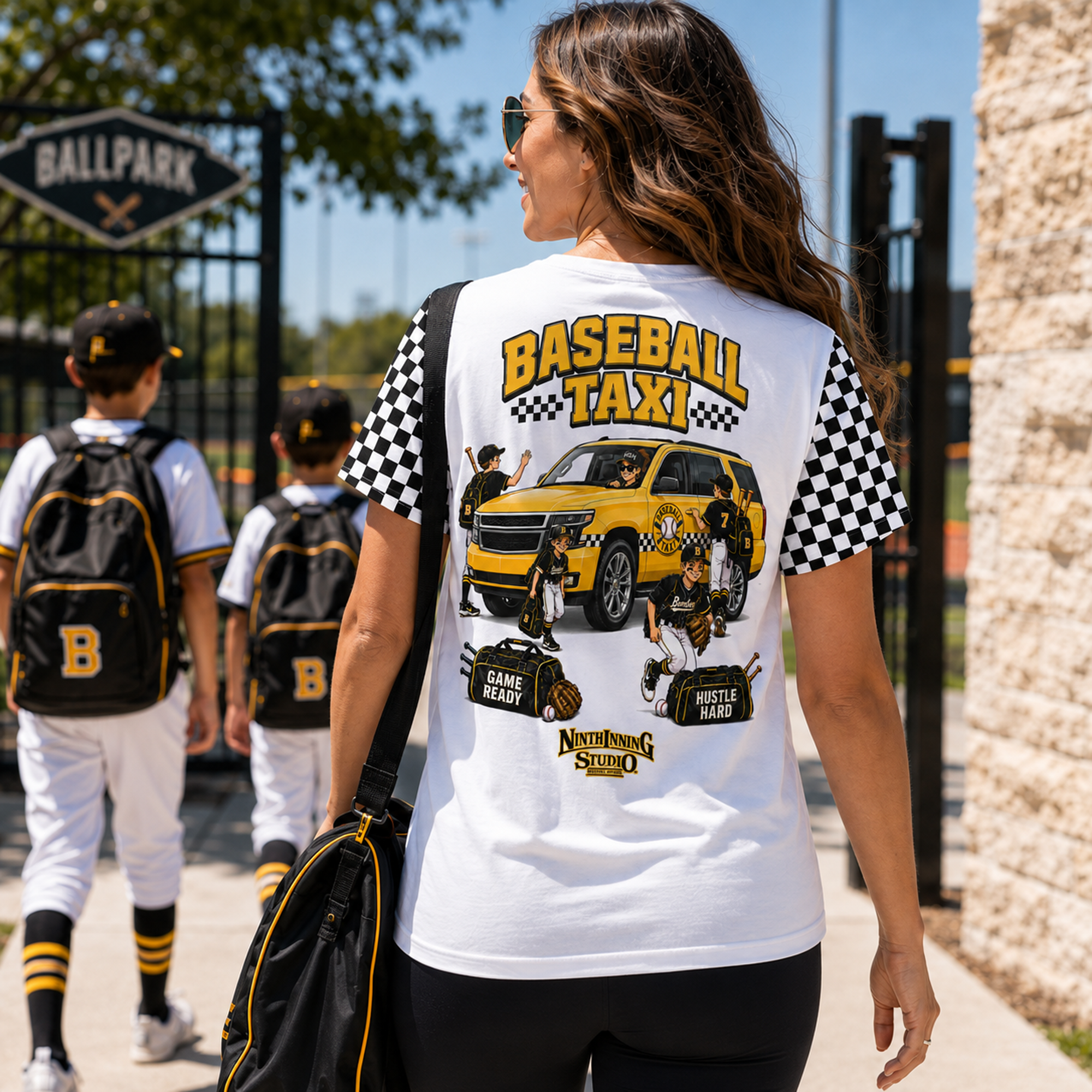 Ninth Inning Studio Baseball Taxi Women's Crew-neck Tee