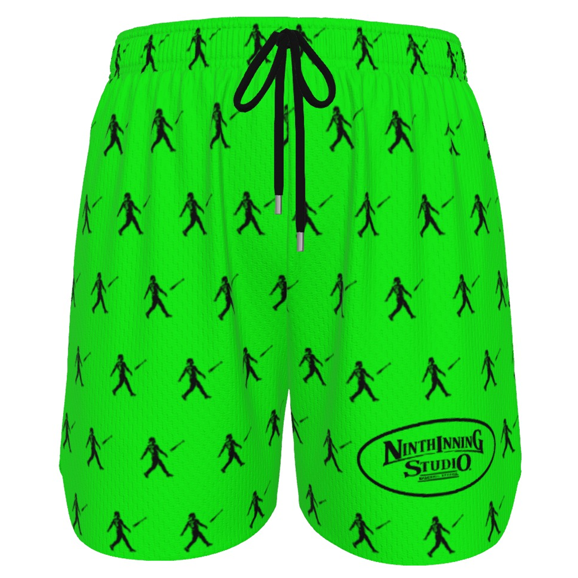 Ninth Inning Studio Bat Flip Kid Pattern Men's Performance Baseball Shorts - Lime