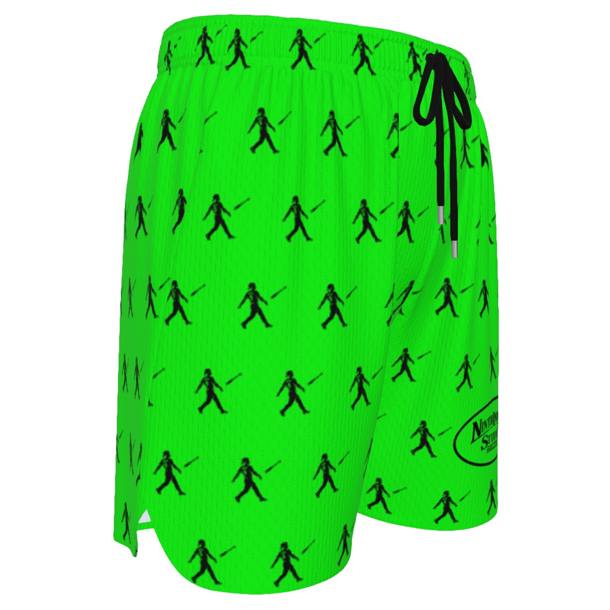 Ninth Inning Studio Bat Flip Kid Pattern Men's Performance Baseball Shorts - Lime