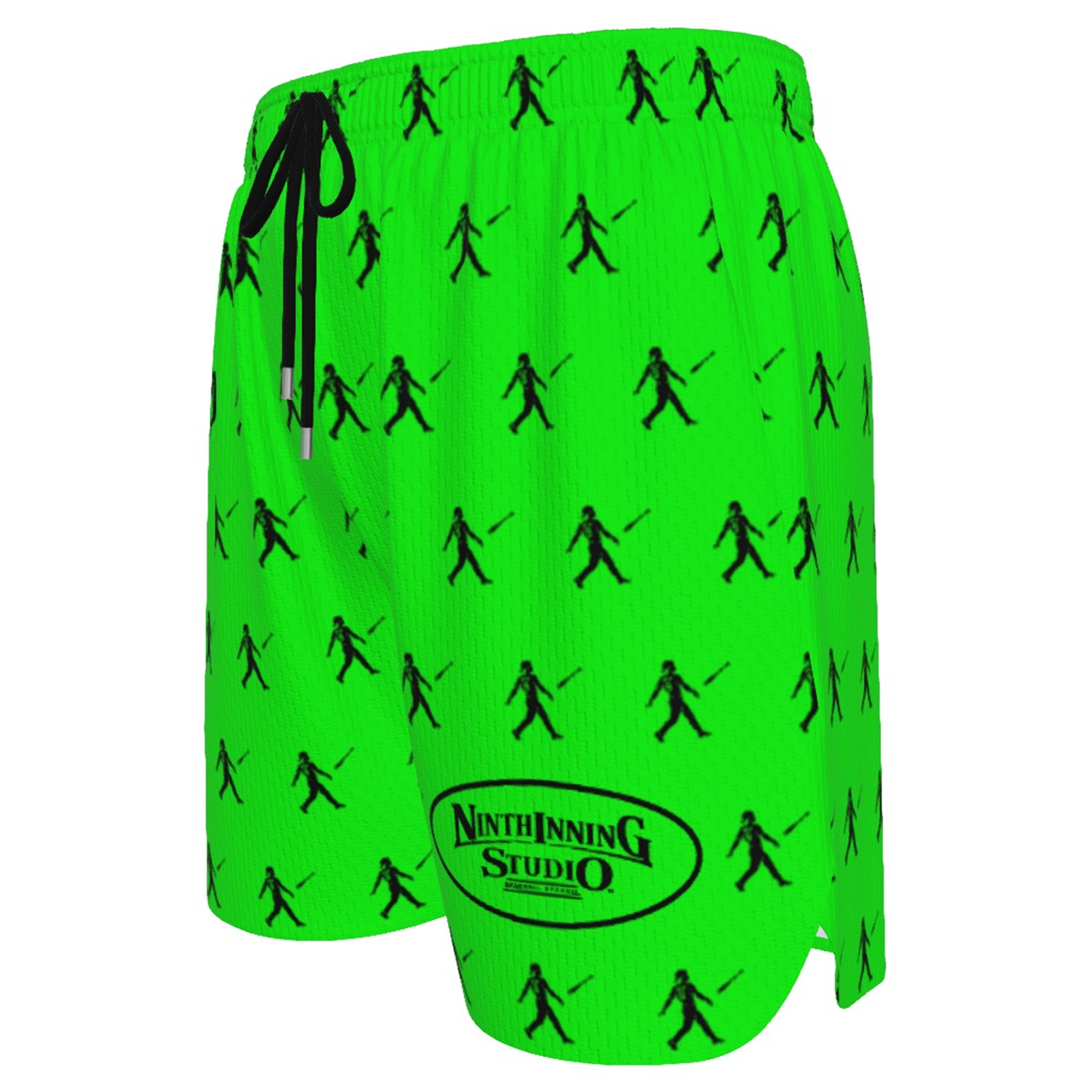 Ninth Inning Studio Bat Flip Kid Pattern Men's Performance Baseball Shorts - Lime