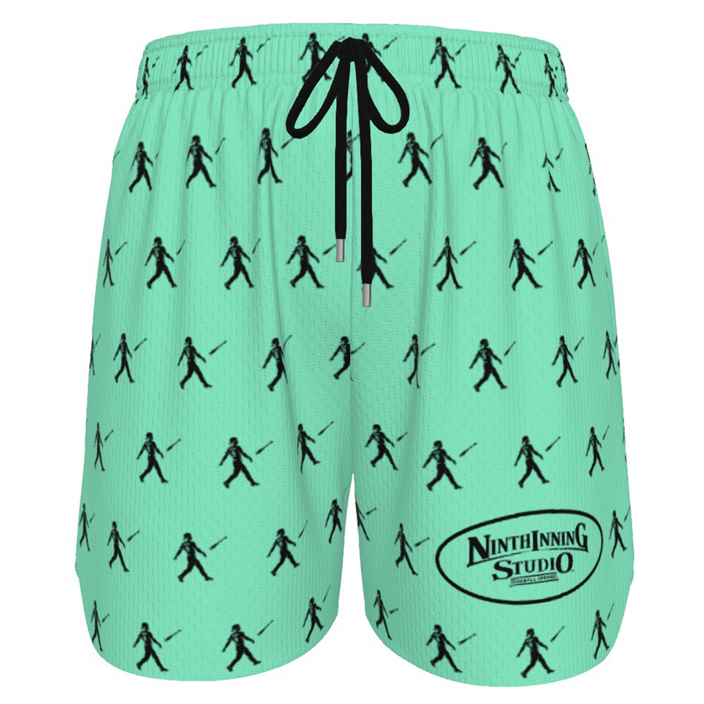 Ninth Inning Studio Bat Flip Kid Pattern Men's Baseball Shorts - Mint