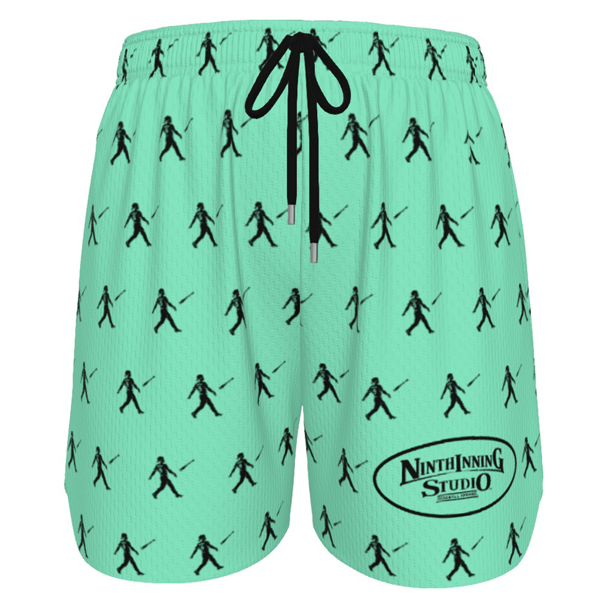 Ninth Inning Studio Bat Flip Kid Pattern Men's Baseball Shorts - Mint