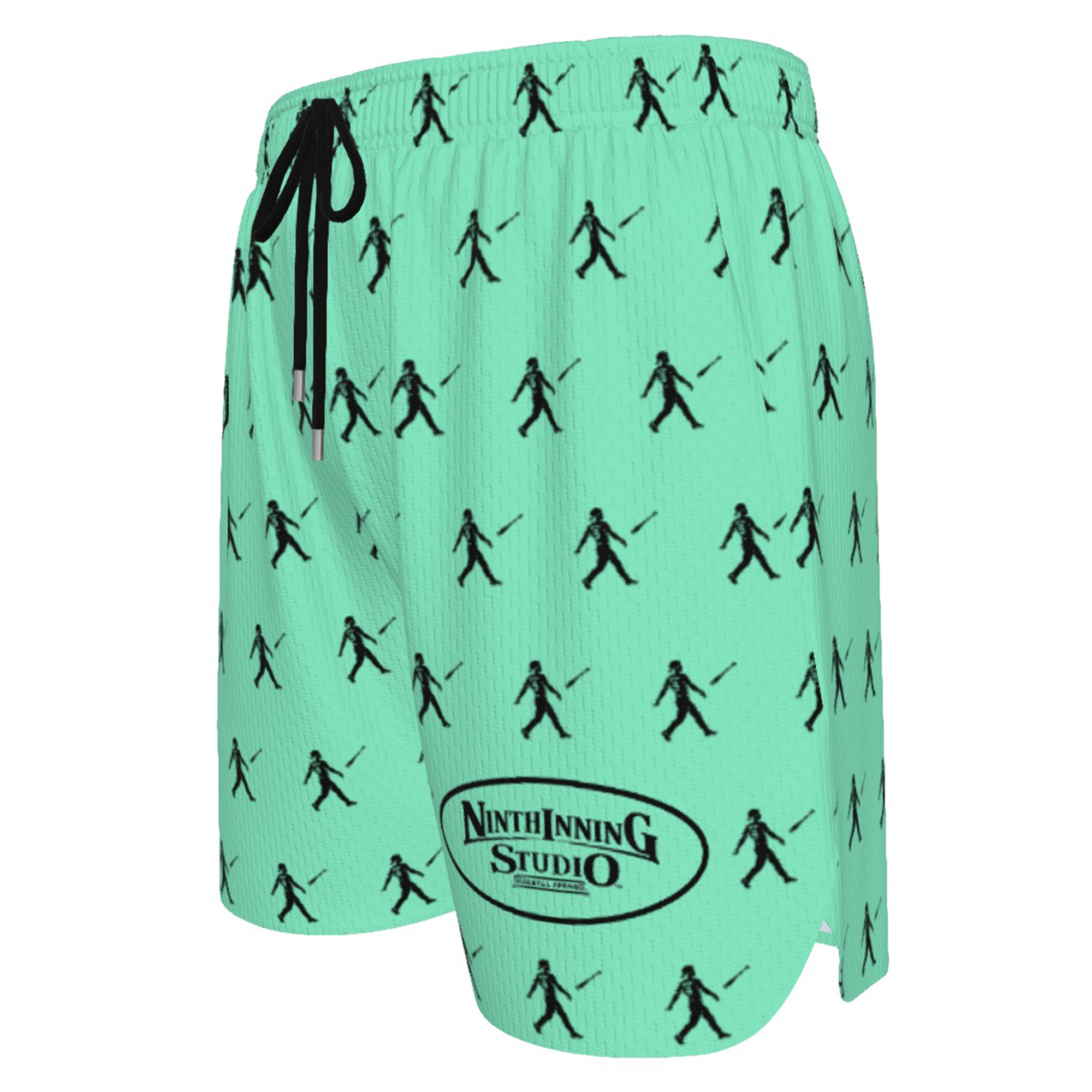 Ninth Inning Studio Bat Flip Kid Pattern Men's Baseball Shorts - Mint