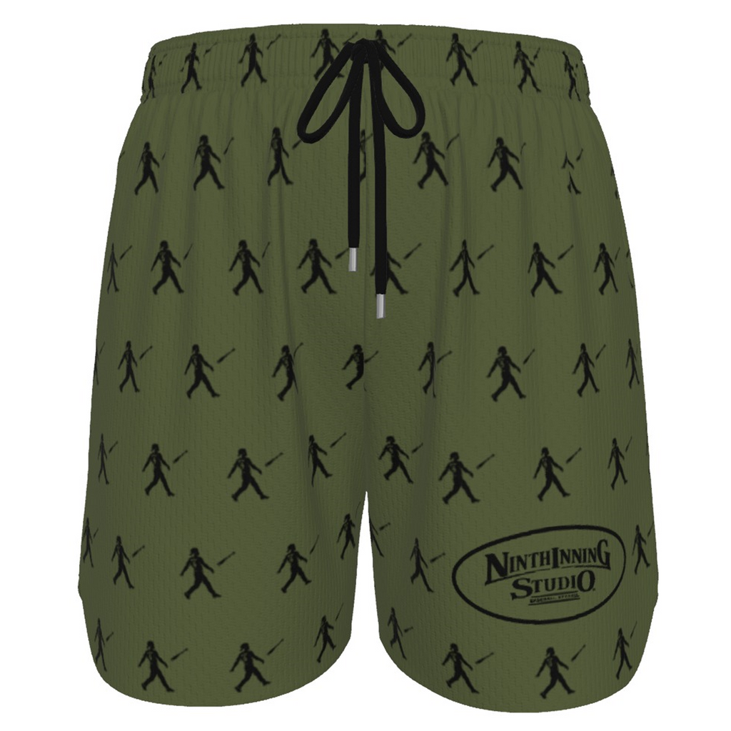 Ninth Inning Studio Bat Flip Kid Men's Performance Baseball Shorts-Olive