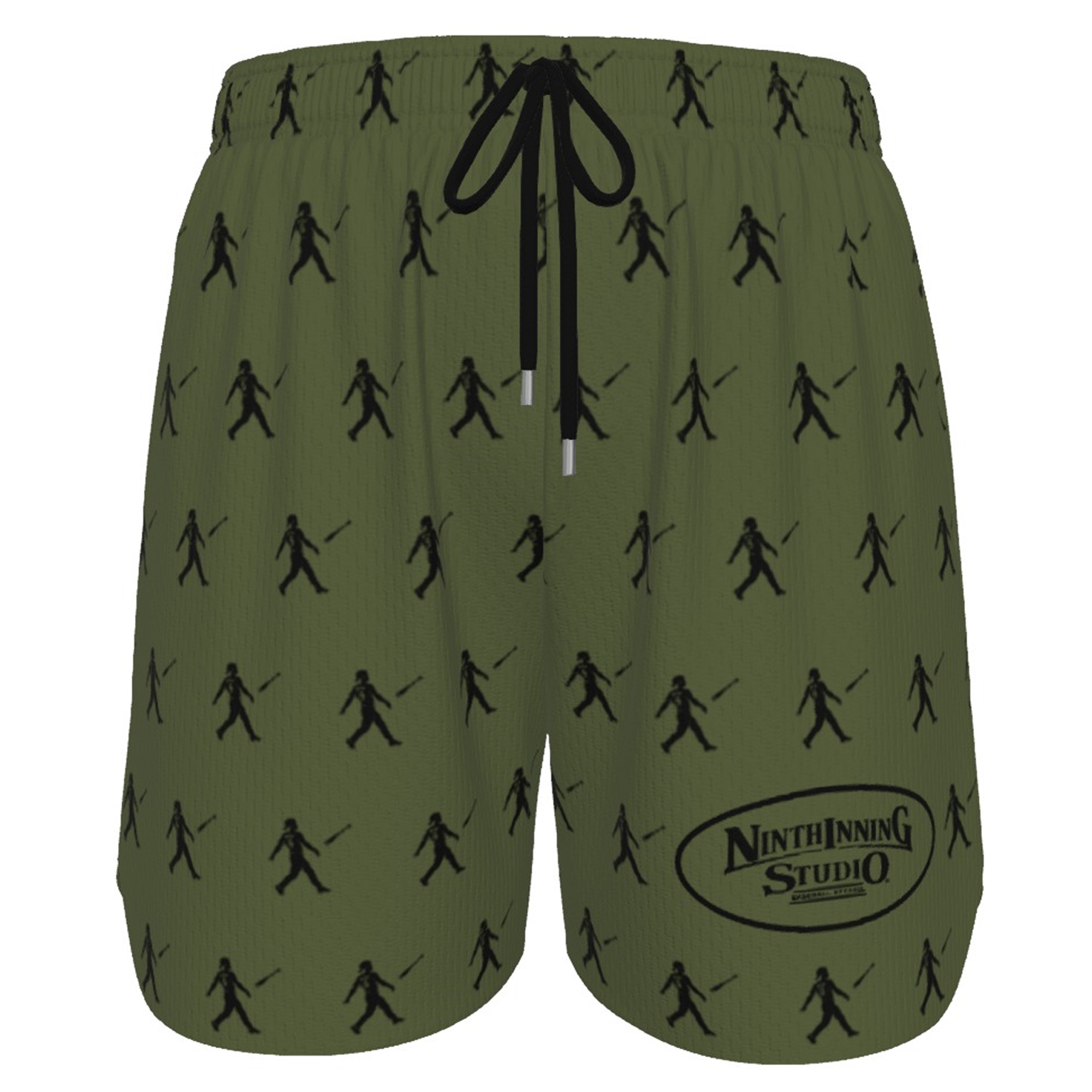 Ninth Inning Studio Bat Flip Kid Men's Performance Baseball Shorts-Olive