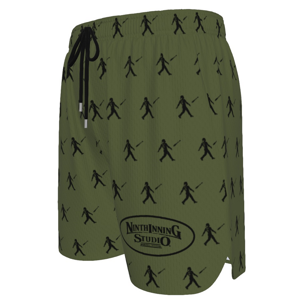 Ninth Inning Studio Bat Flip Kid Men's Performance Baseball Shorts-Olive