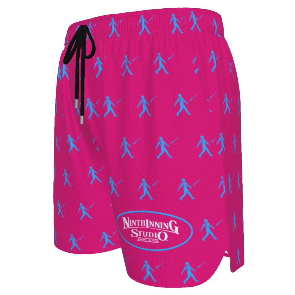 Ninth Inning Studio Bat Flip Kid Men's Baseball Shorts - Pink/Blue