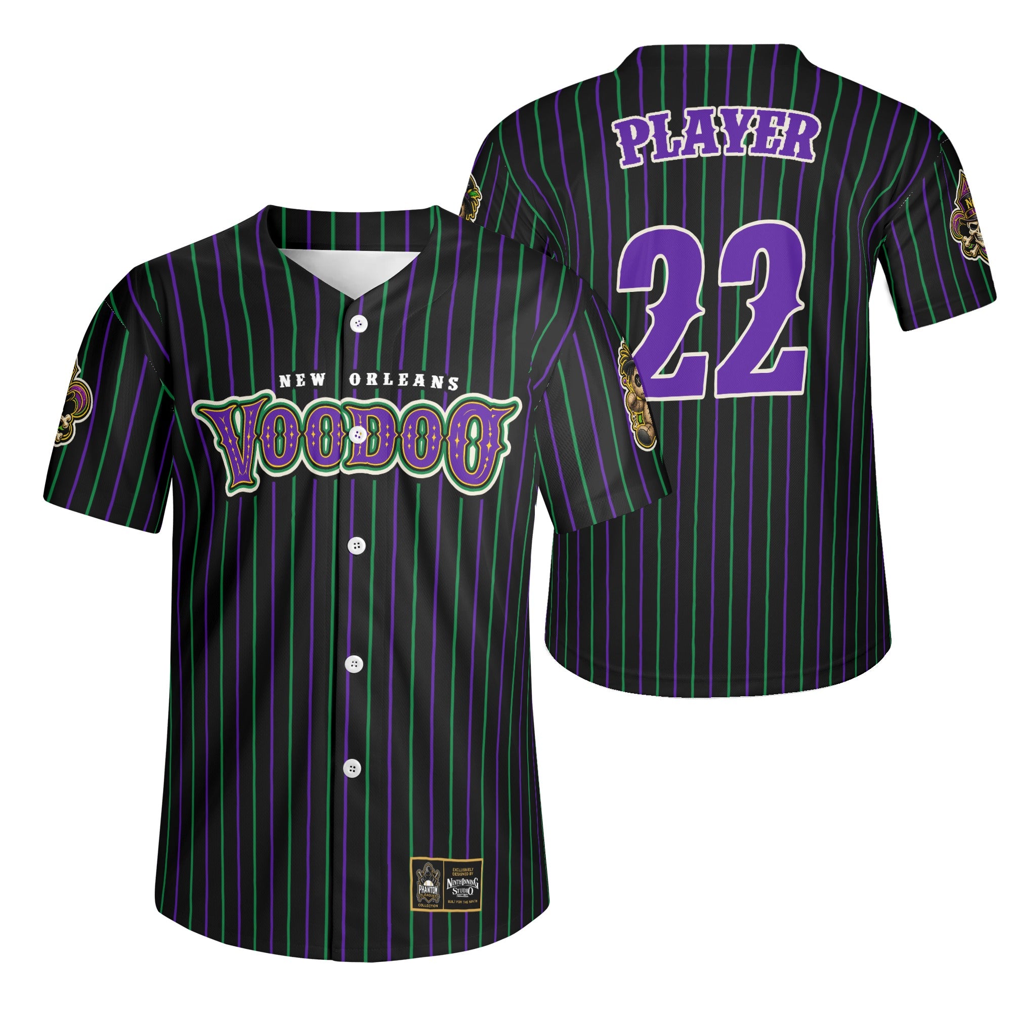 Ninth Inning Studio New Orleans Voodoo Alternate Pinstripe Baseball Jersey