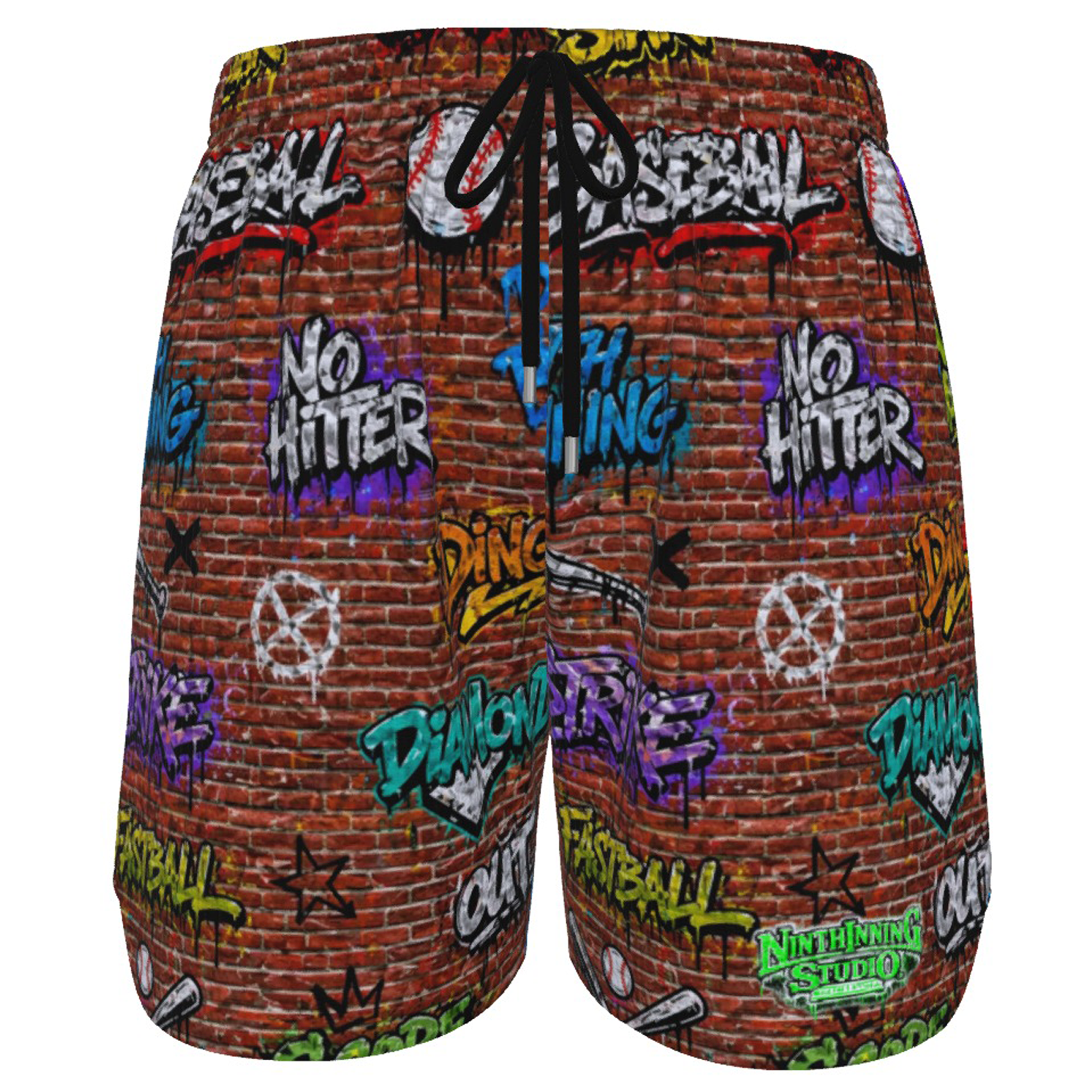 Ninth Inning Studio Brick Wall Graffiti Men's Baseball Shorts