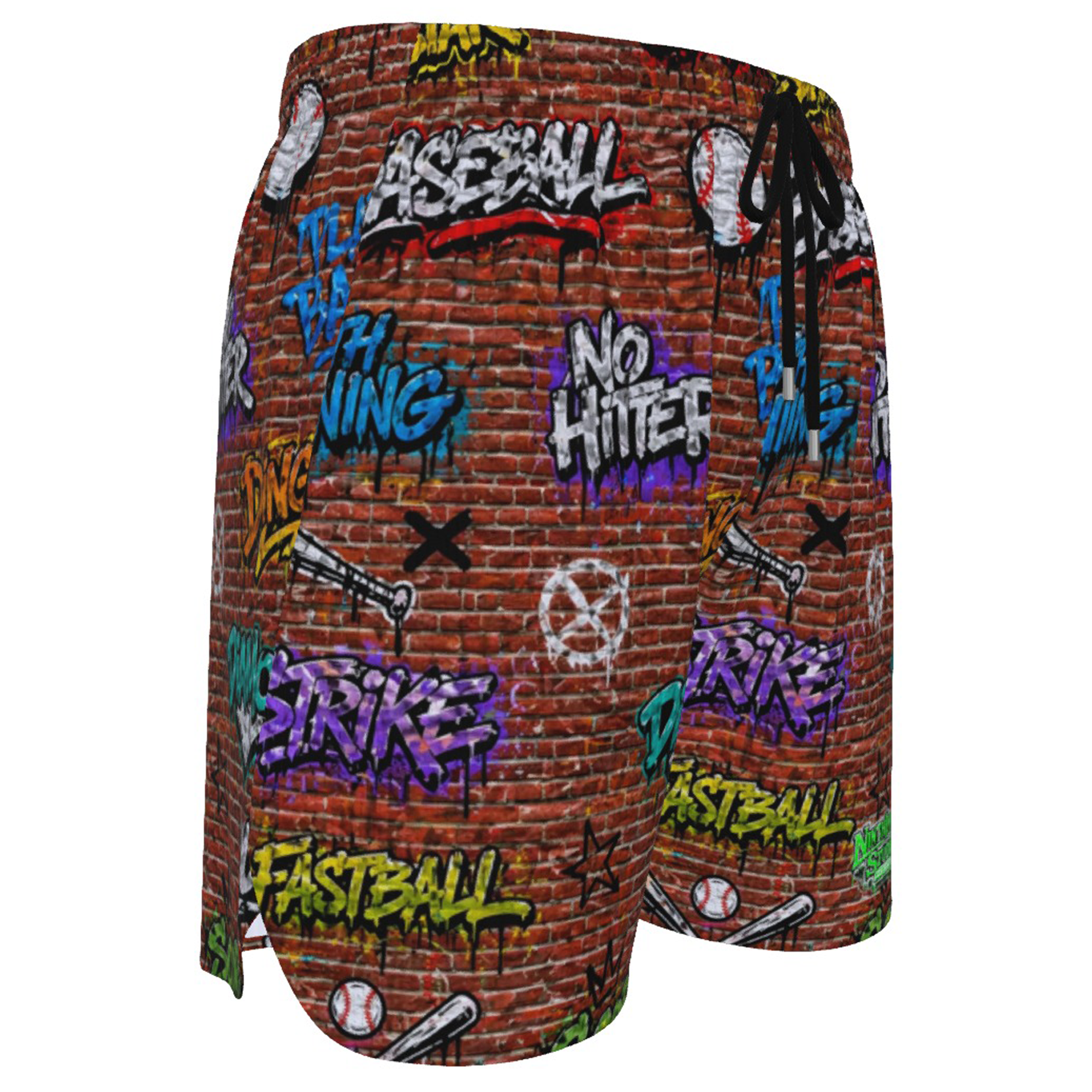 Ninth Inning Studio Brick Wall Graffiti Men's Baseball Shorts