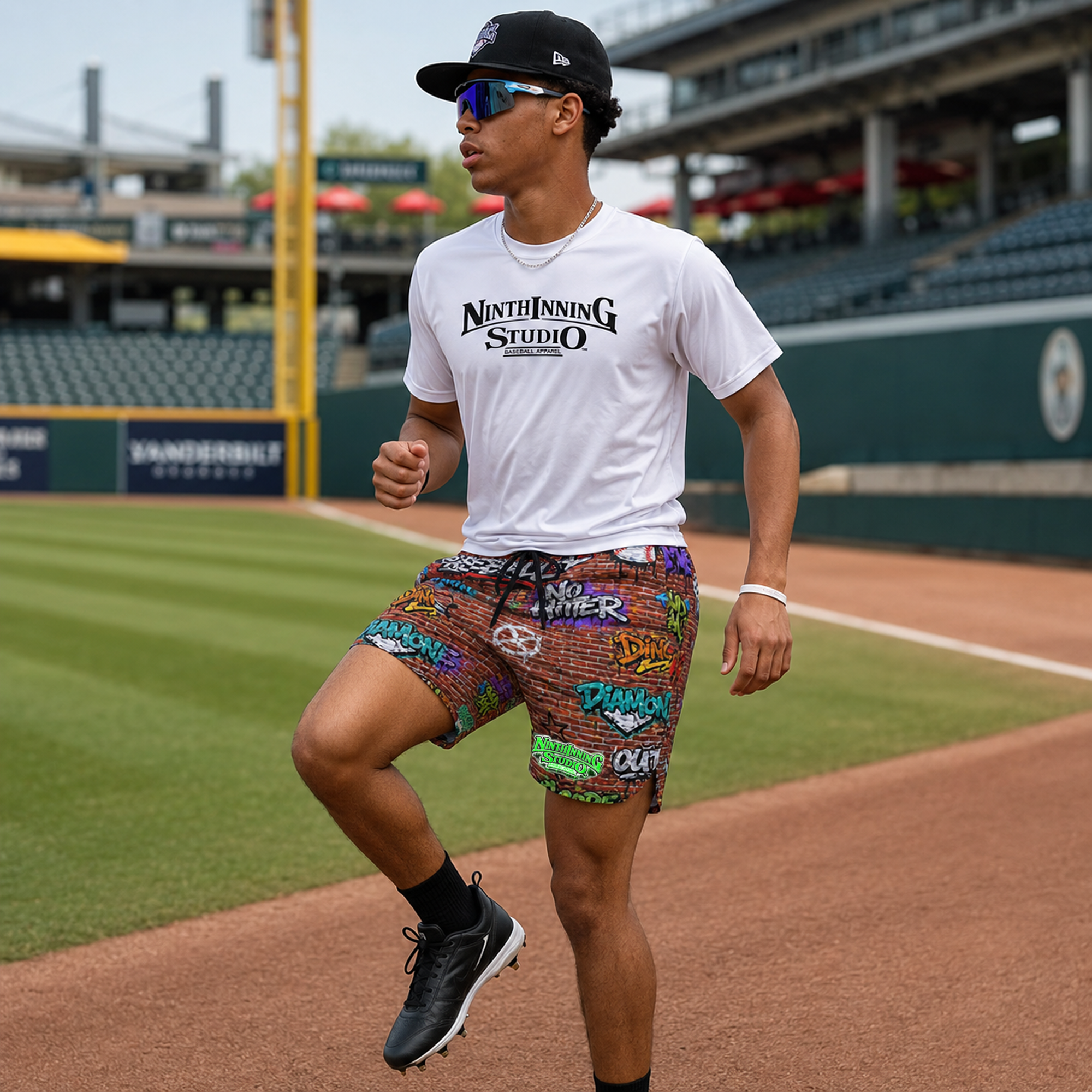 Ninth Inning Studio Brick Wall Graffiti Men's Baseball Shorts