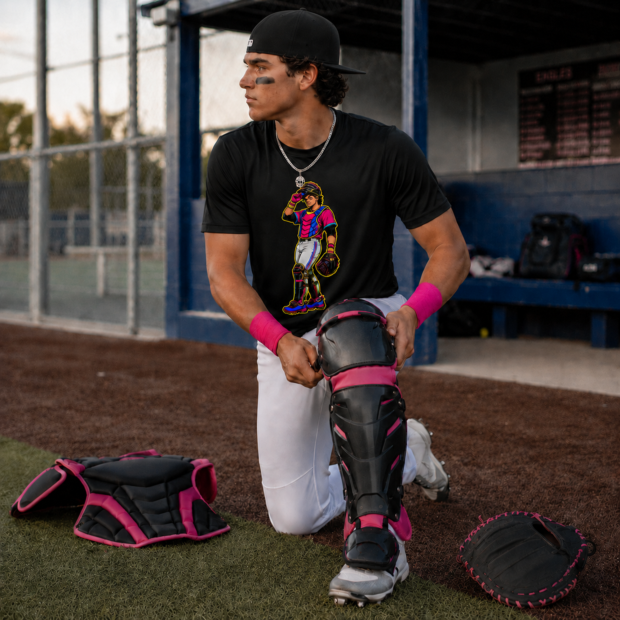 Ninth Inning Studio Built Different Catcher Men’s Milk Silk-Stretch Tee