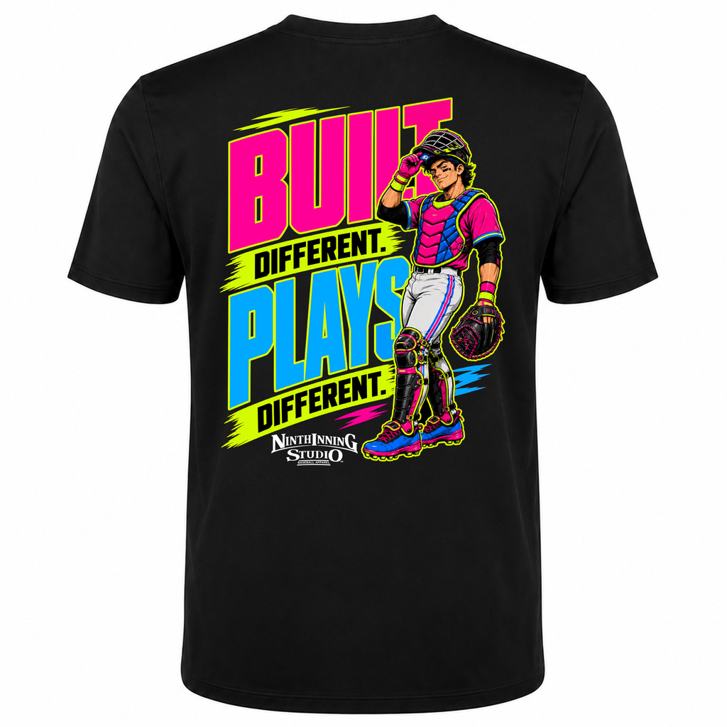 Ninth Inning Studio Built Different Catcher Attitude Men’s Milk Silk-Stretch Tee