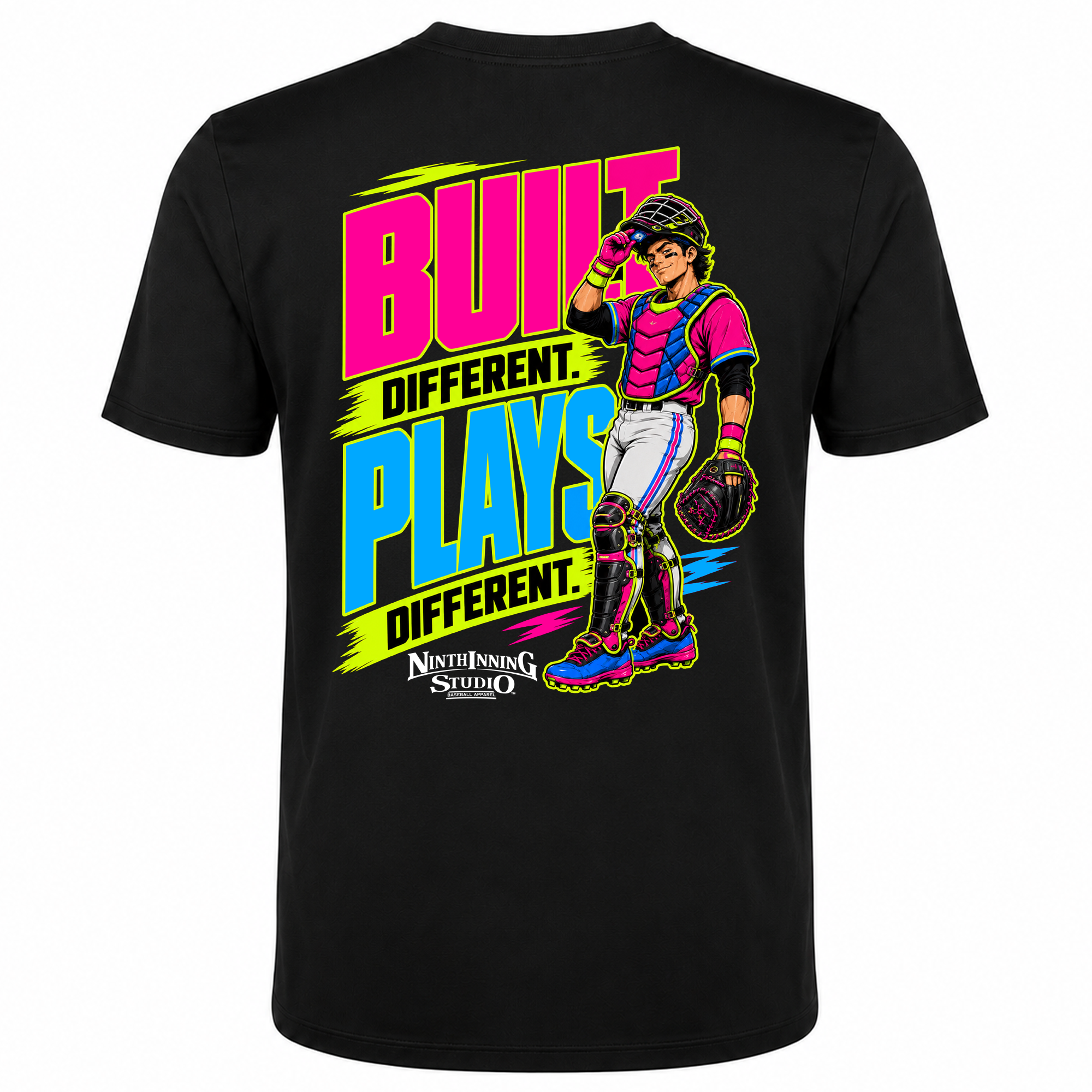 Ninth Inning Studio Built Different Catcher Attitude Men’s Milk Silk-Stretch Tee