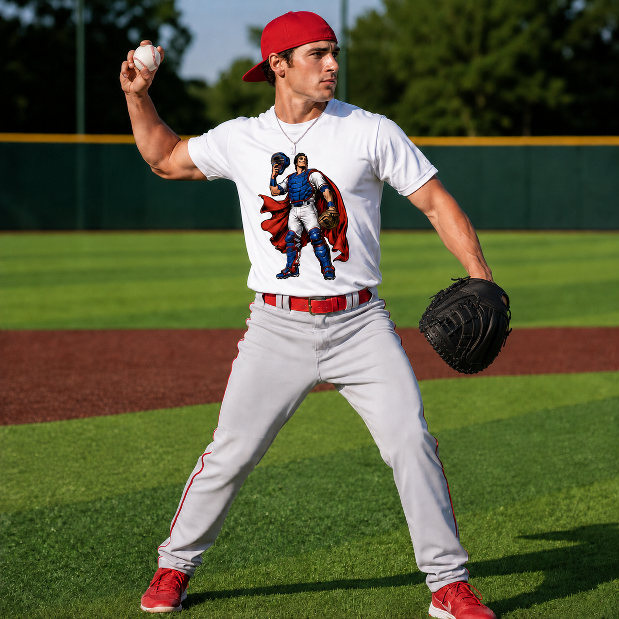 Ninth Inning Studio Catcher-Heroes Men's Milk-Silk Stretch Tee