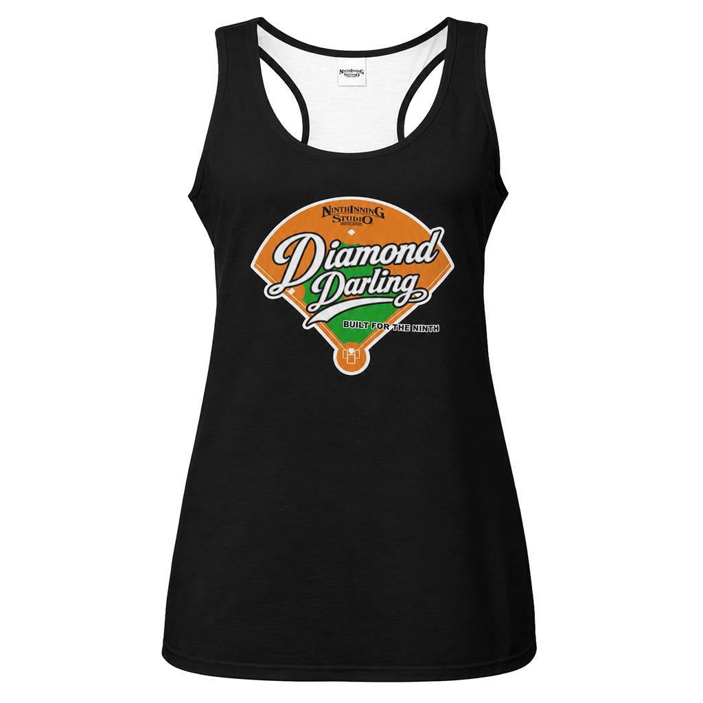 Ninth Inning Studio Diamond Darling Women's Racerback Tank Top - Black