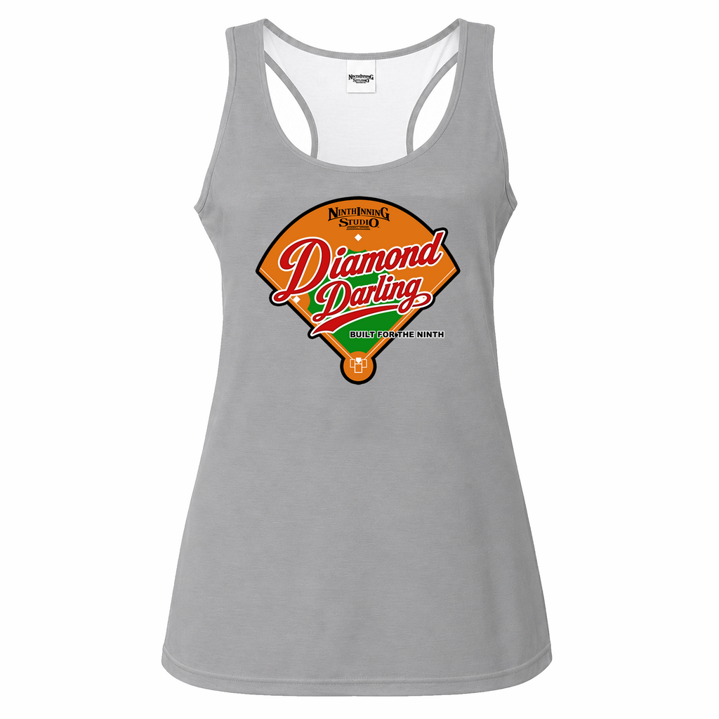 Ninth Inning Studio Diamond Darling Women's Racerback Tank Top - Grey